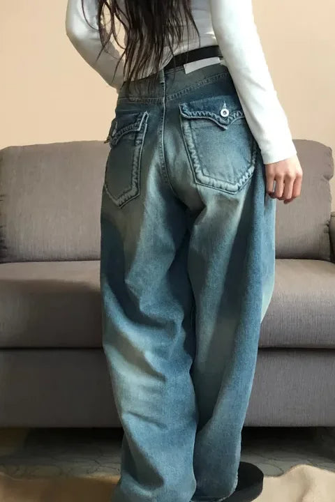 Retro High Waist WideLeg Jeans