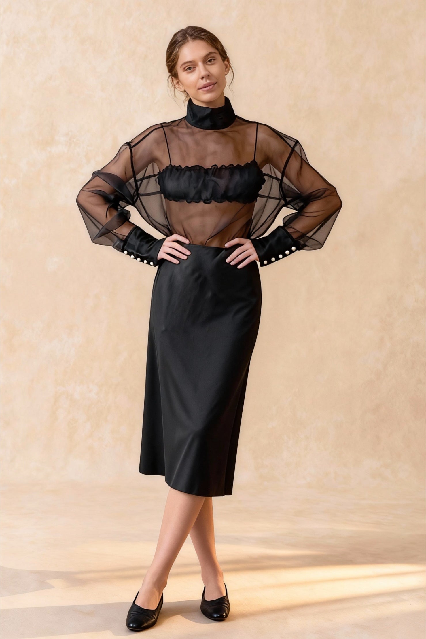 Mesh SeeThrough Long Sleeve Shirt