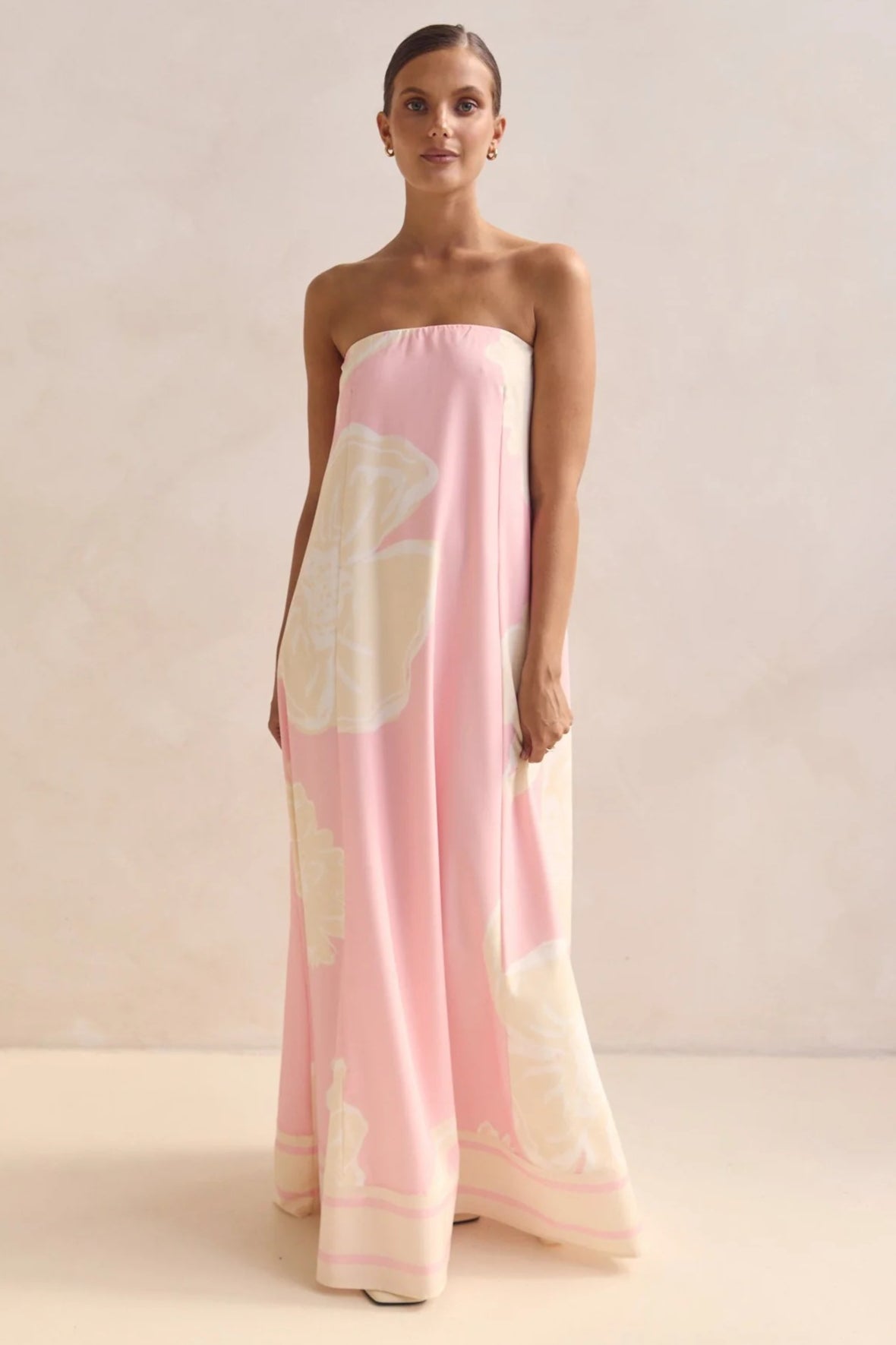 Strapless Contrast Band Hem A-Line Maxi Dress 6