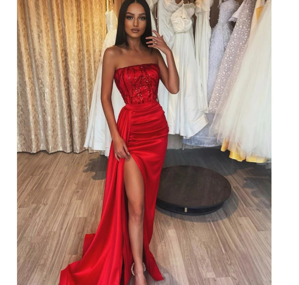 Lace ALine Strapless Prom Dress