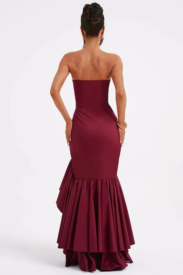 Lindsay Exclusive Off Shoulder Maxi Dress with a Slim Fit and Irregular Hem Elevated Occasion Wear