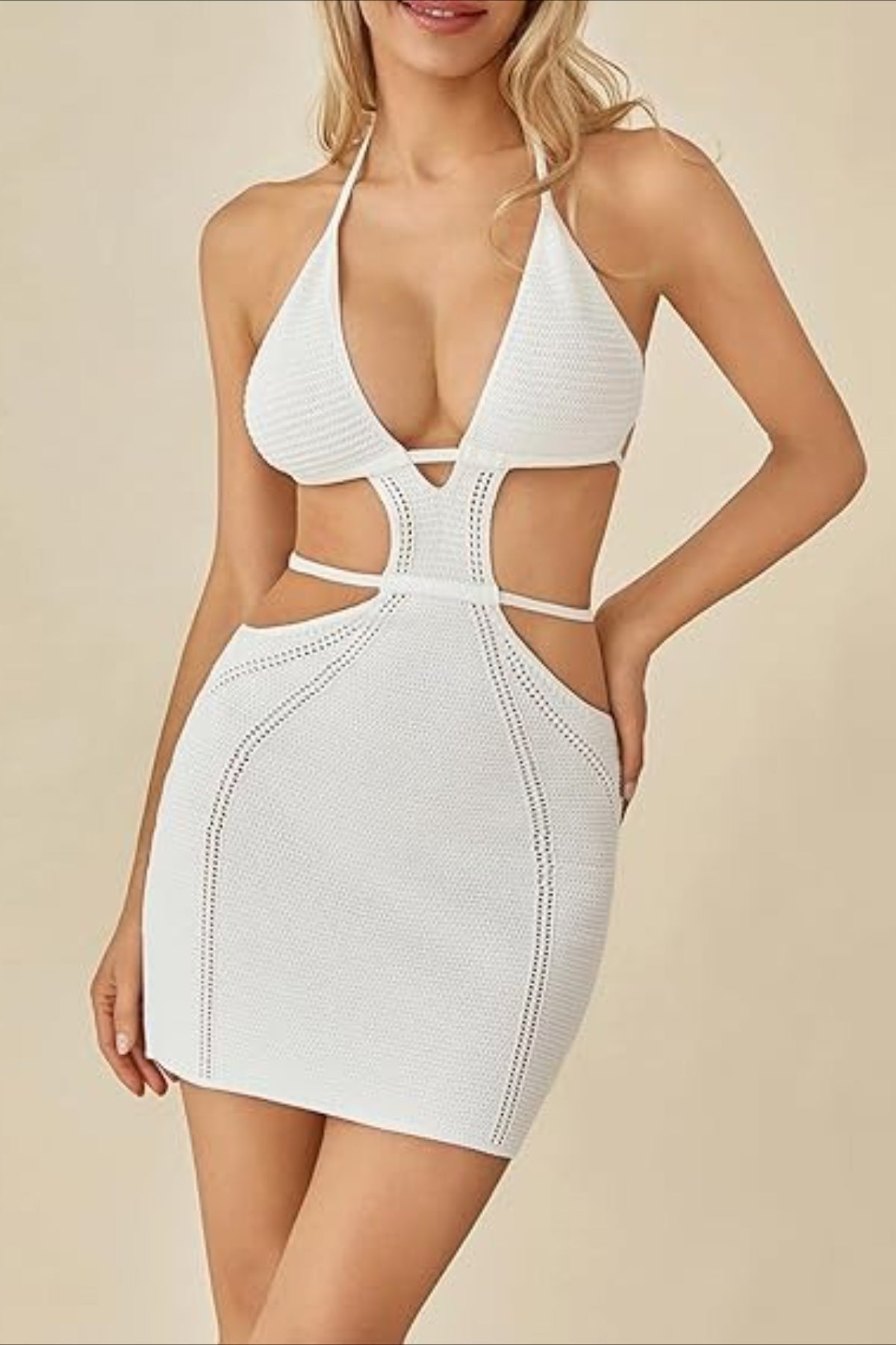 Tie Halter Bustier Cutout Cami Bodycon Dress