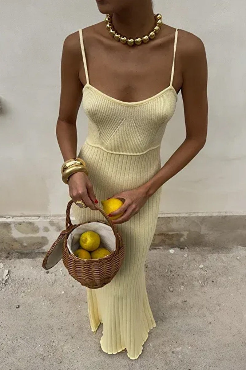 Ribbed Knit Bodycon Mermaid Maxi Slip Dress