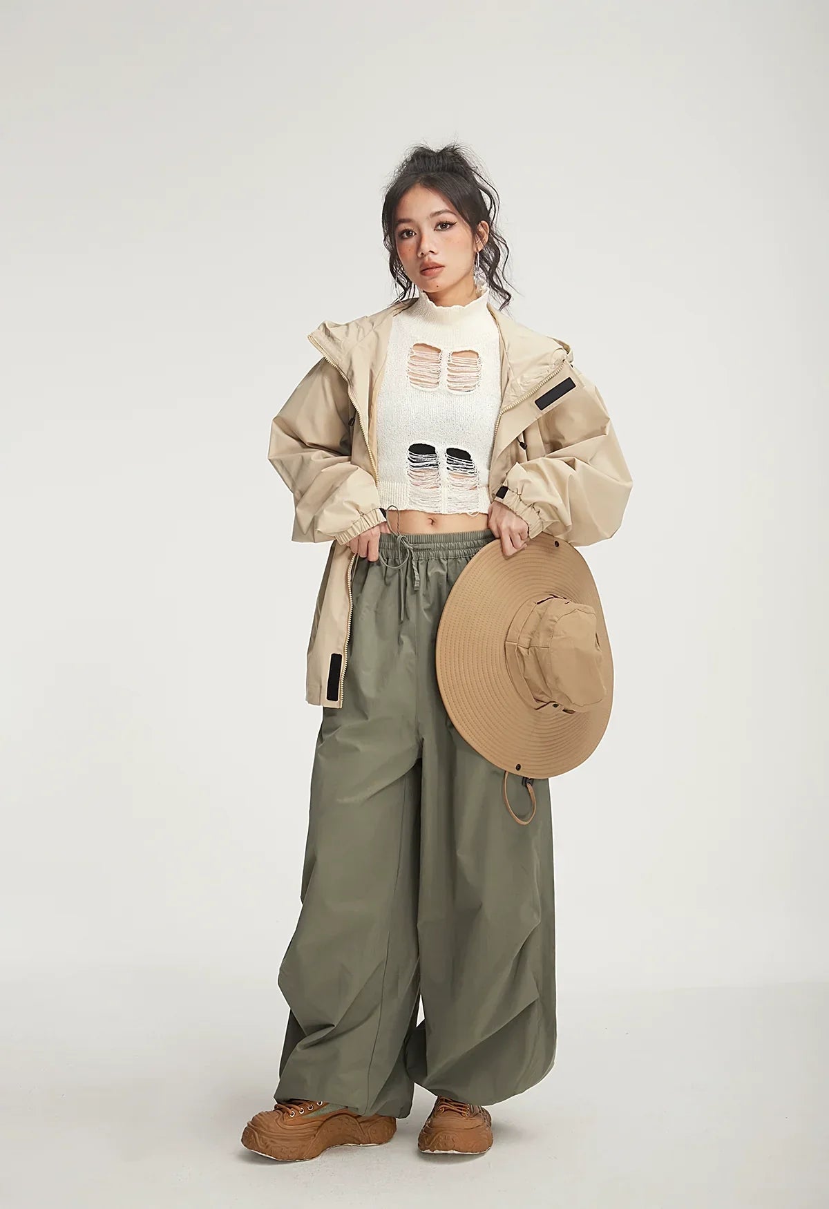 Balloon Drawstring Palazzo Pants
