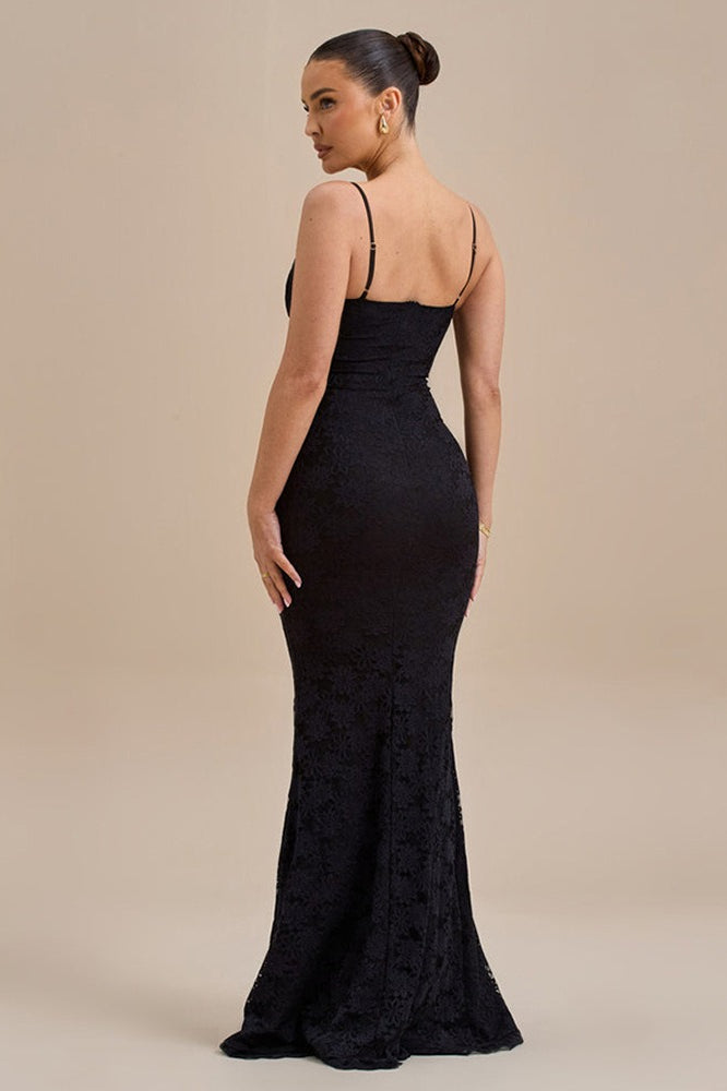 Backless Bodycon Maxi Lace Dress