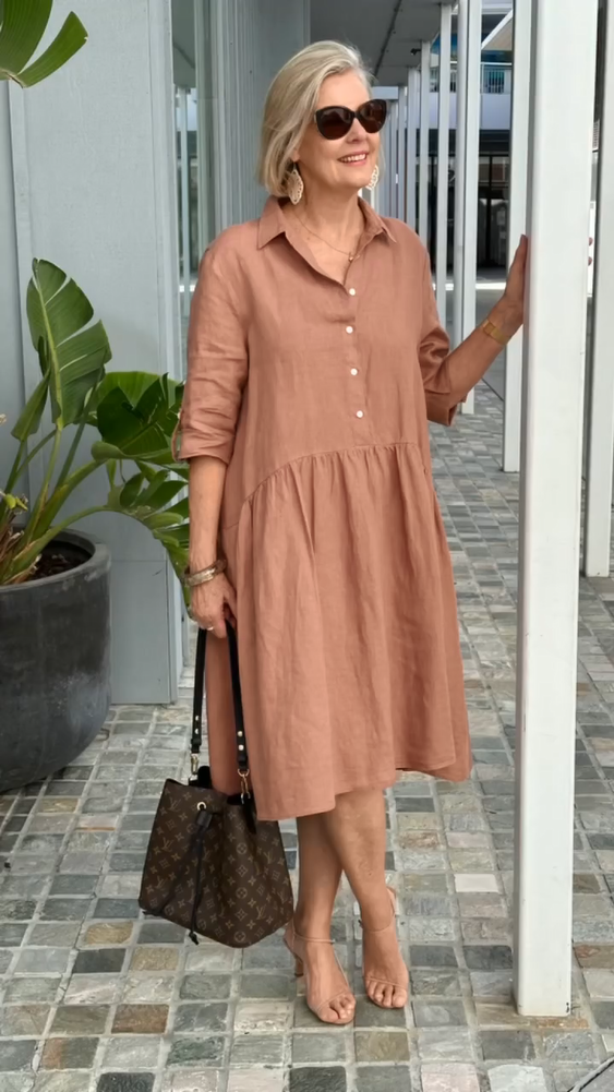 New Cotton linen casual dress