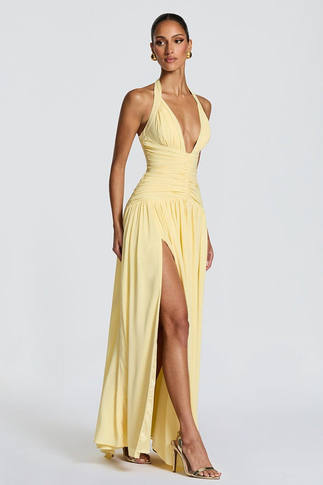 Halter Backless Slit Bodycon Party Dress