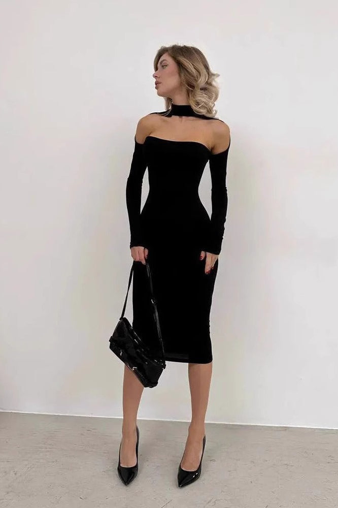 Strapless Cutout Bodycon Midi Dress