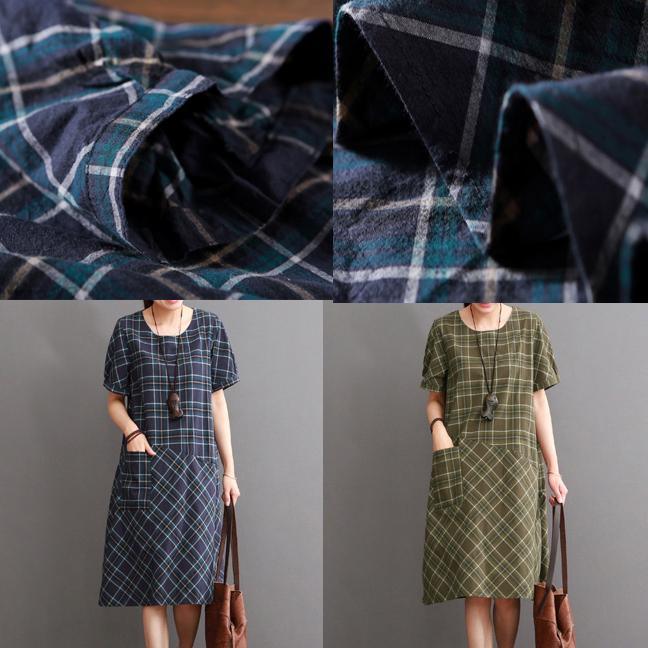 New plaid cotton dress summer casual dresses sundress