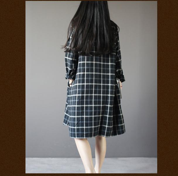 fall Plus size long sleeve cotton dresses oversize linen dress