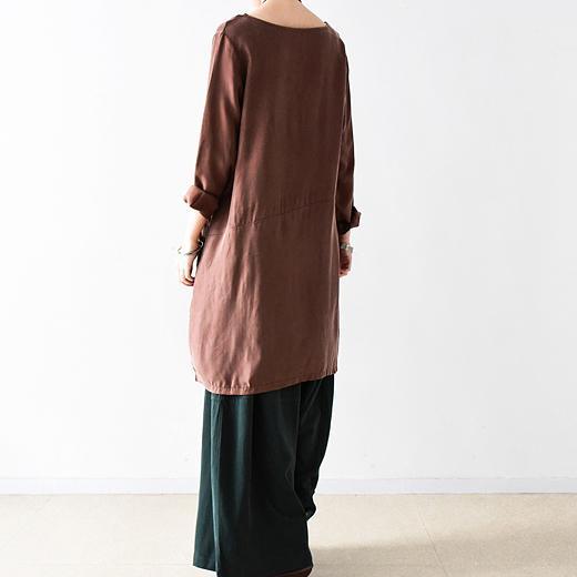 fall chocolate silk shift dress oversize blouse