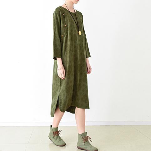 fall grass green cotton dresses plus size linen maxi dress