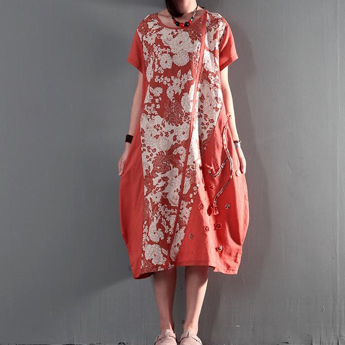 joyful summer floral linen maxi dresses plus size summer dresses casual linen clothing orange