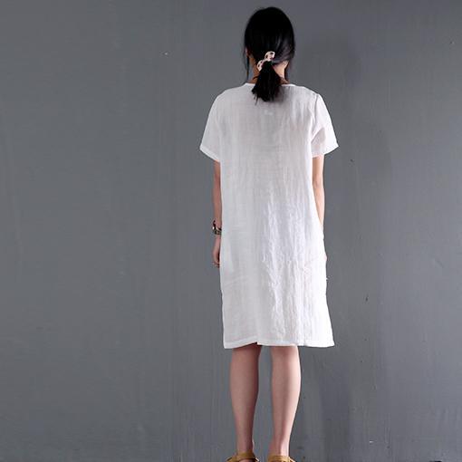 linen sundress white short sleeve summer dresses plus size blouse
