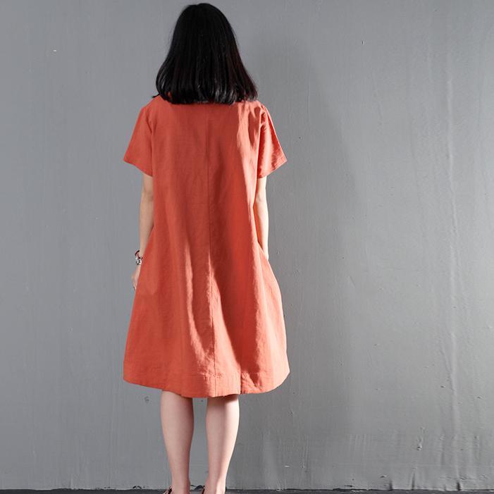 red oversize print summer dresses short sleeve sundress short caftan