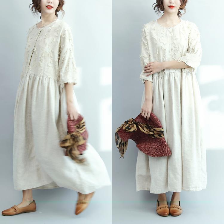 White Linen Dresses Oversize Casual Long Linen Maxi Dress Traveling Dresses