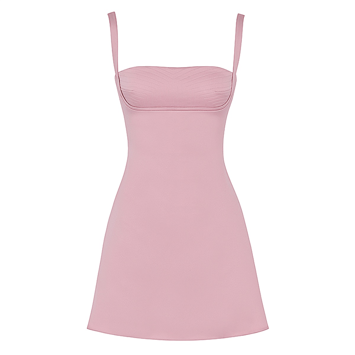 Pink Square Neck Wide Strap Satin A-Line Mini Dress