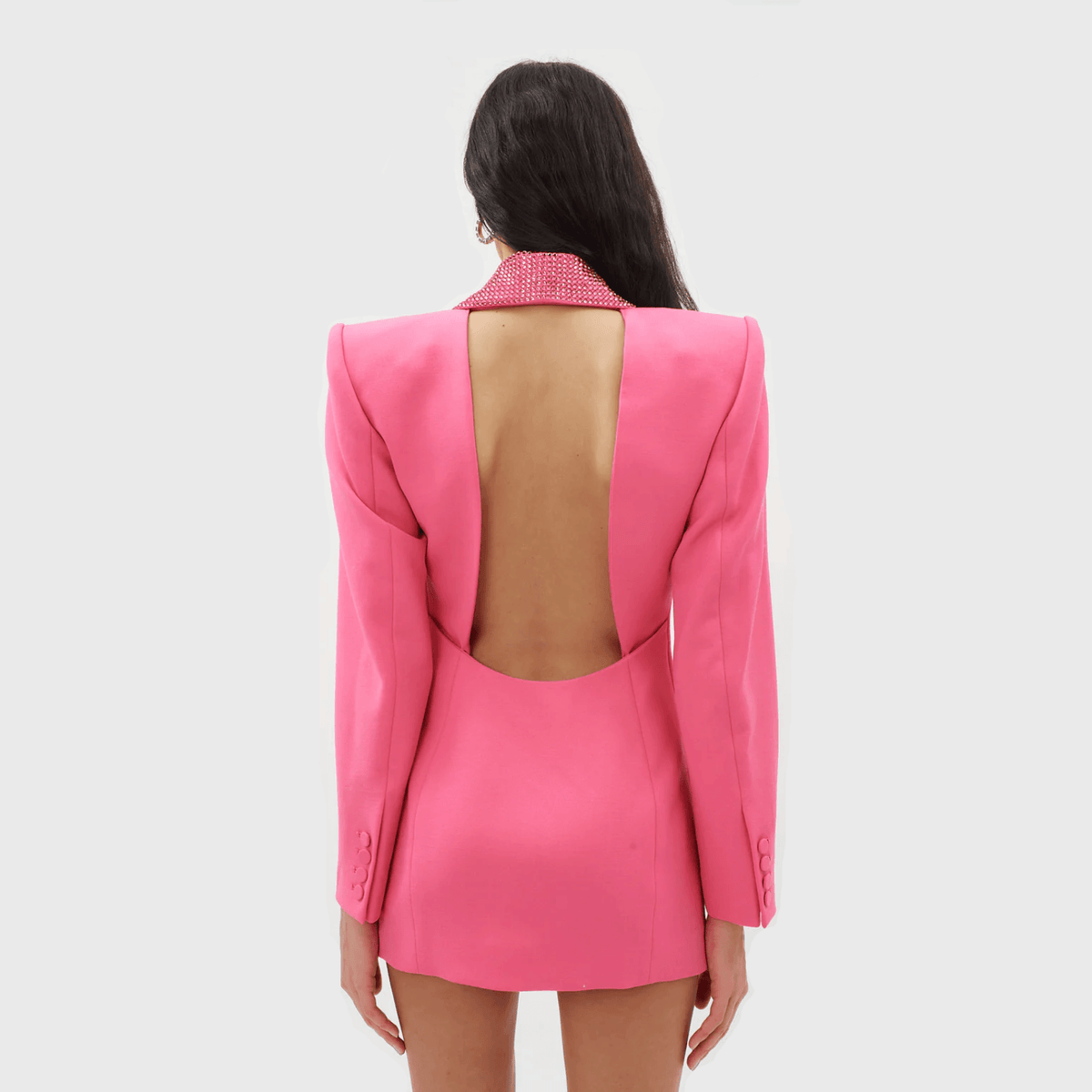Pink Crystal Scarf Double Breasted Blazer Mini Dress 13