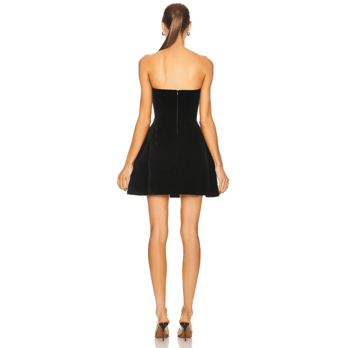 Black Strapless Heart Beaded Cup Velvet Corset Mini Dress