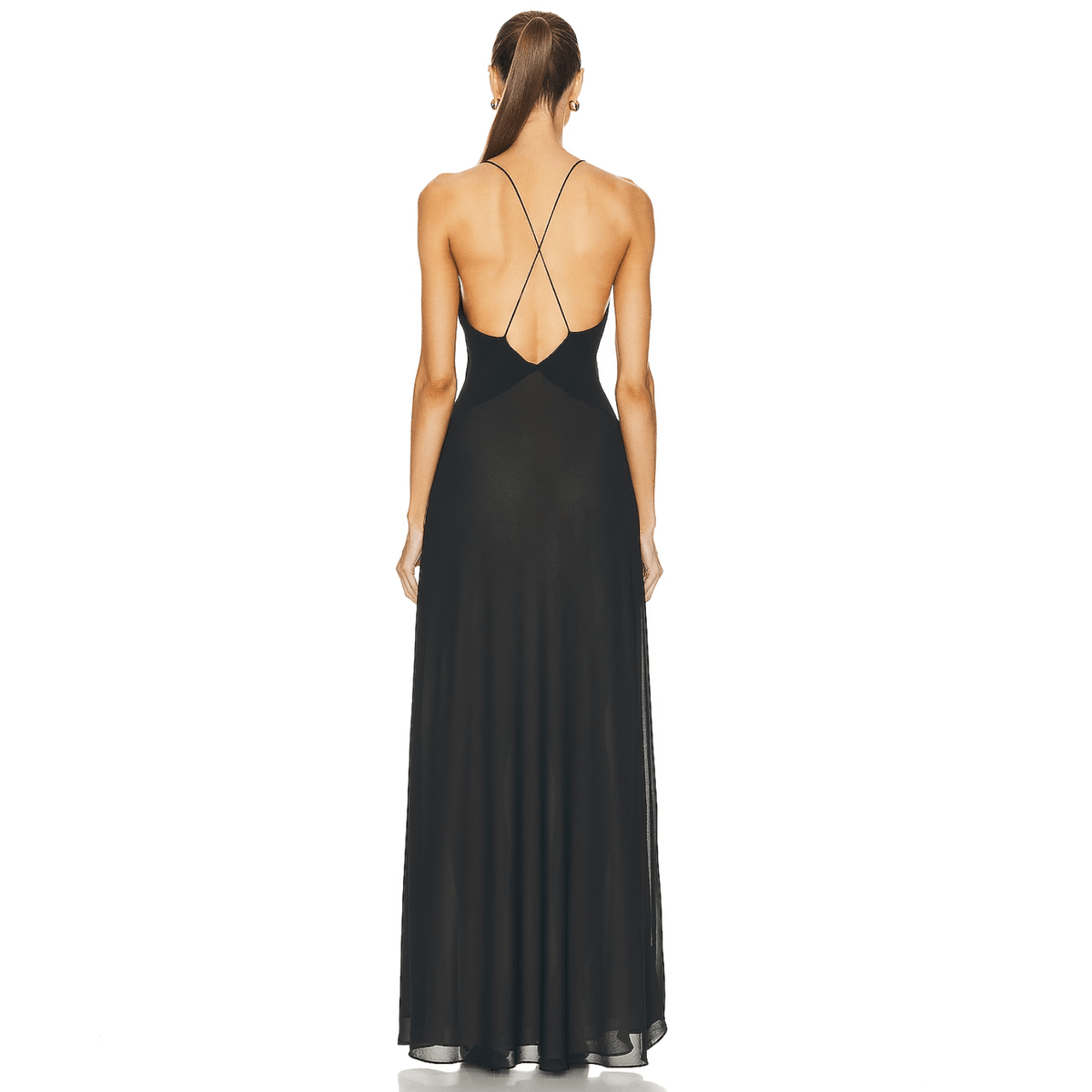 Spaghetti Strap Deep V-Neck Rosette Bodycon Maxi Gown