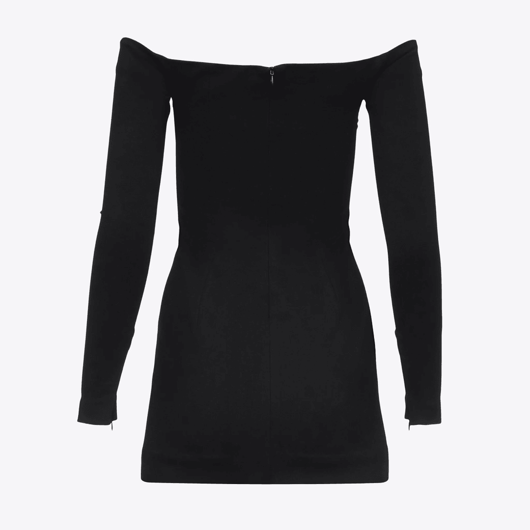 Black Off-Shoulder Long Sleeve Rhinestone Cup Bodycon Mini Dress 10