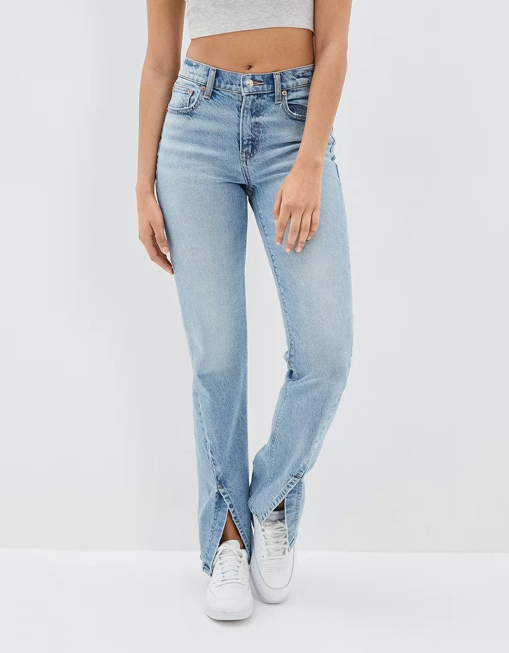 2024 New Slit Slim Flare Women’s High Waist Fashion Flared Pants Streetwear Jean Blue / S