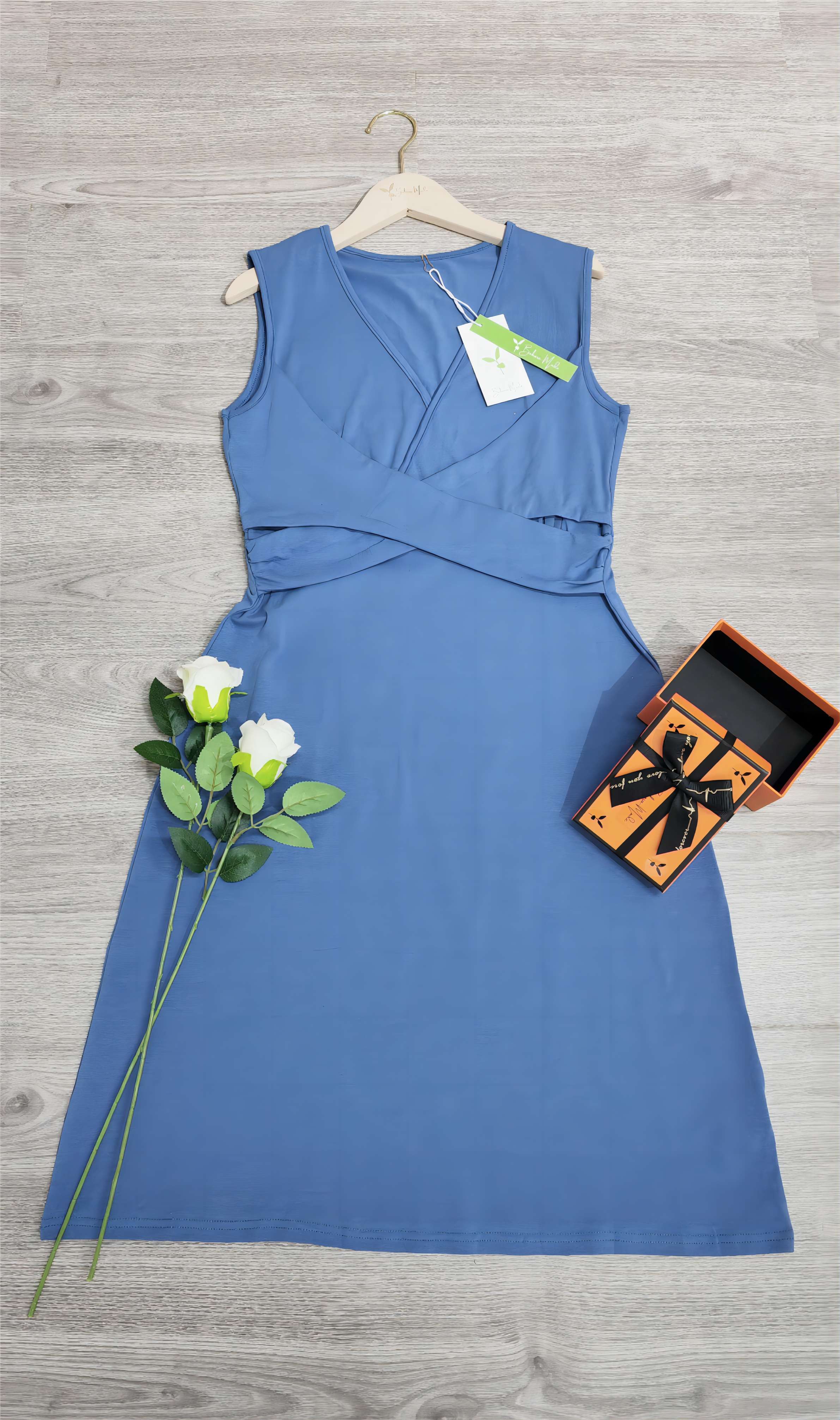 Hiran Premium Midi Sheath Dress with Laced Wrap Crossing Statement Occasion Edit