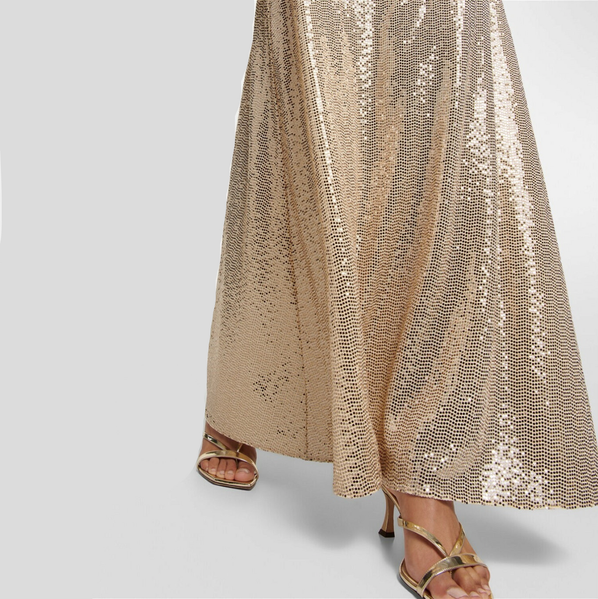Gold Strapless Rhinestone Button Cutout Ruched Bodycon Maxi Dress