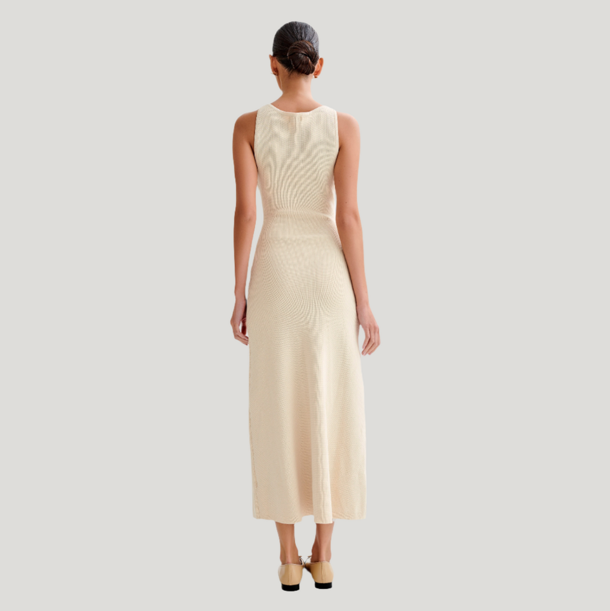 Scoop Neck Sleeveless Button Front Ribbed Knit Maxi Dress 10