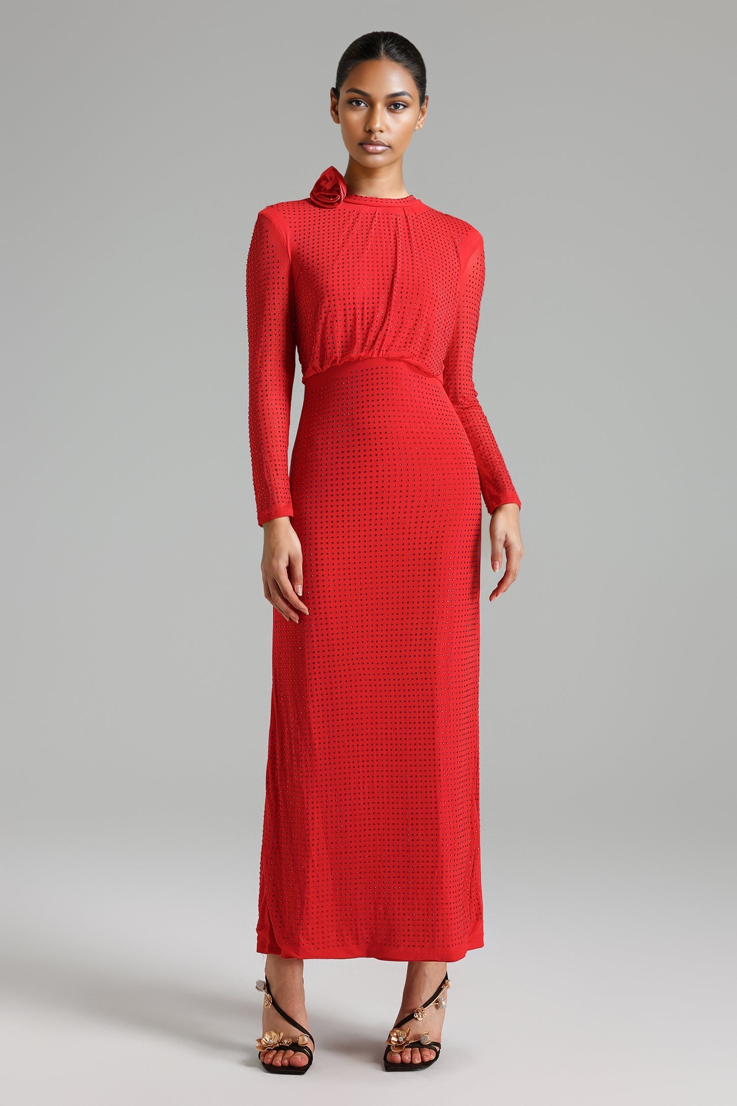 Diamante Flower Maxi Dress