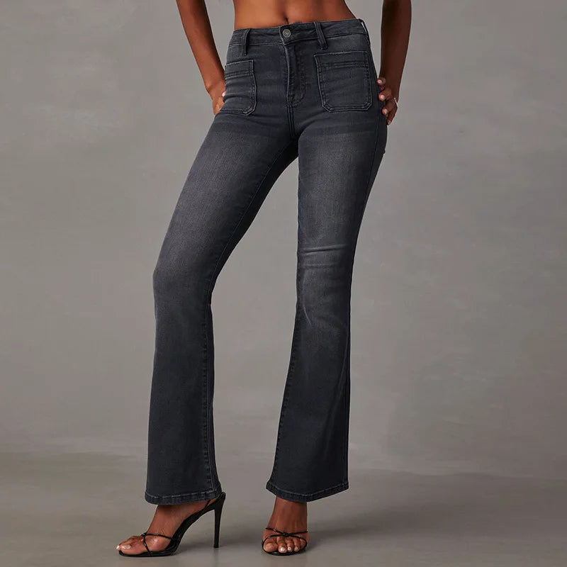 2024 High Stretch Flare Women Boot Cut Fashion Slim Denim Pants Autumn Winter Casual Ladies