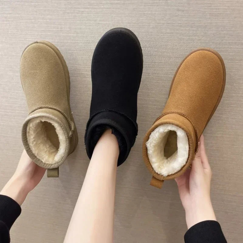 2024 New Stylish Thickened Warm Short Tube NonSlip Black Casual Snow Boot