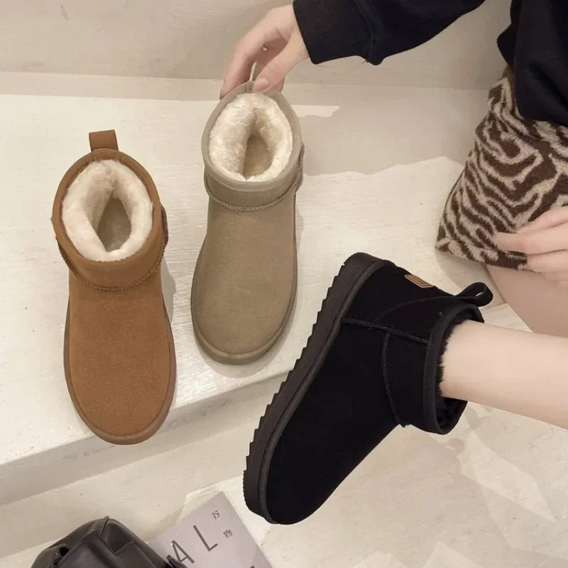 2024 New Stylish Thickened Warm Short Tube NonSlip Black Casual Snow Boot