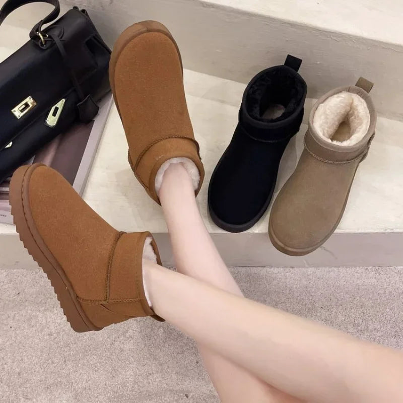 2024 New Stylish Thickened Warm Short Tube NonSlip Black Casual Snow Boot