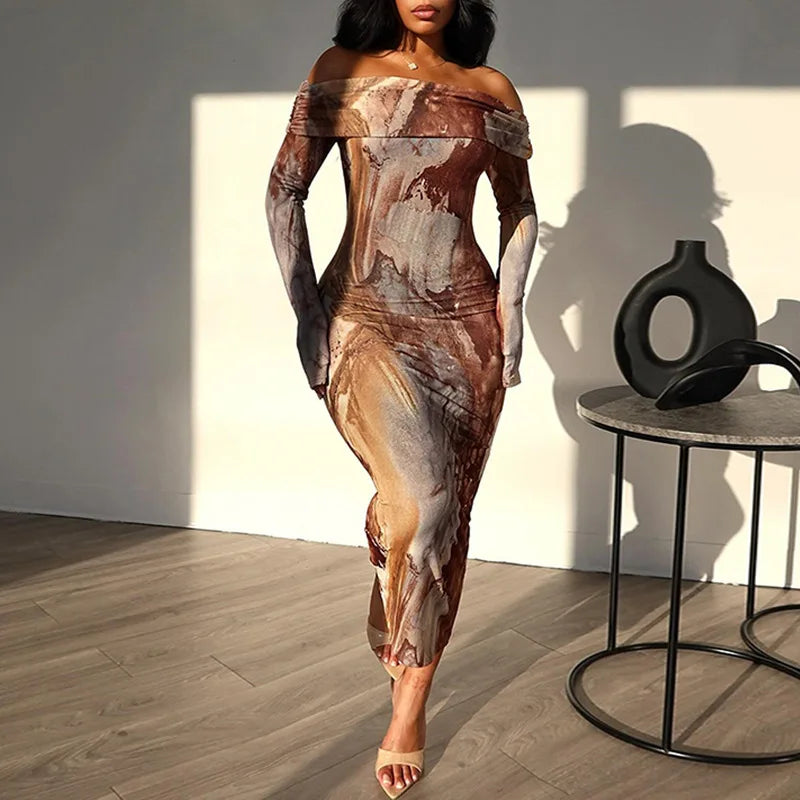 New Retro Fashion Sexy Oneline Trend Elegant Y2K Midi Dresses