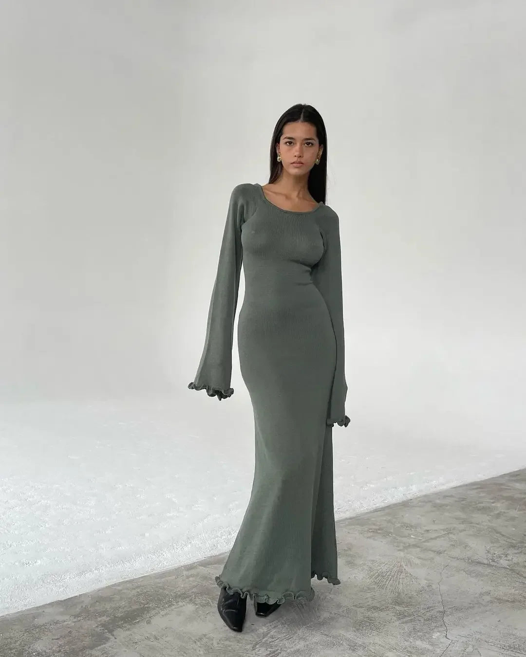 Backless Slim Comfortable Laceup Elegant Female Midi Dresses