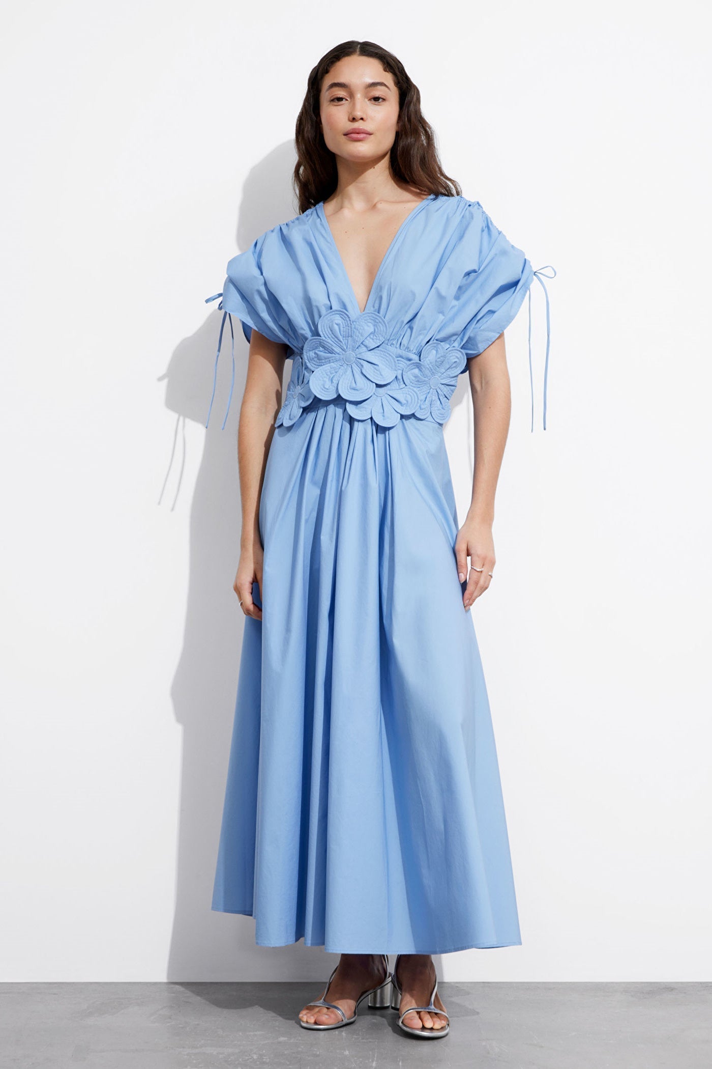 Maggie Floral Appliqué V - neck Maxi Dress