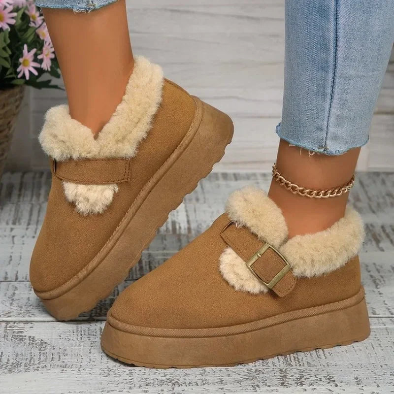 Fashionable Plush Flat Stylish Cozy NonSlip Round Toe Snow Boot