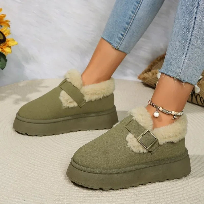 Fashionable Plush Flat Stylish Cozy NonSlip Round Toe Snow Boot