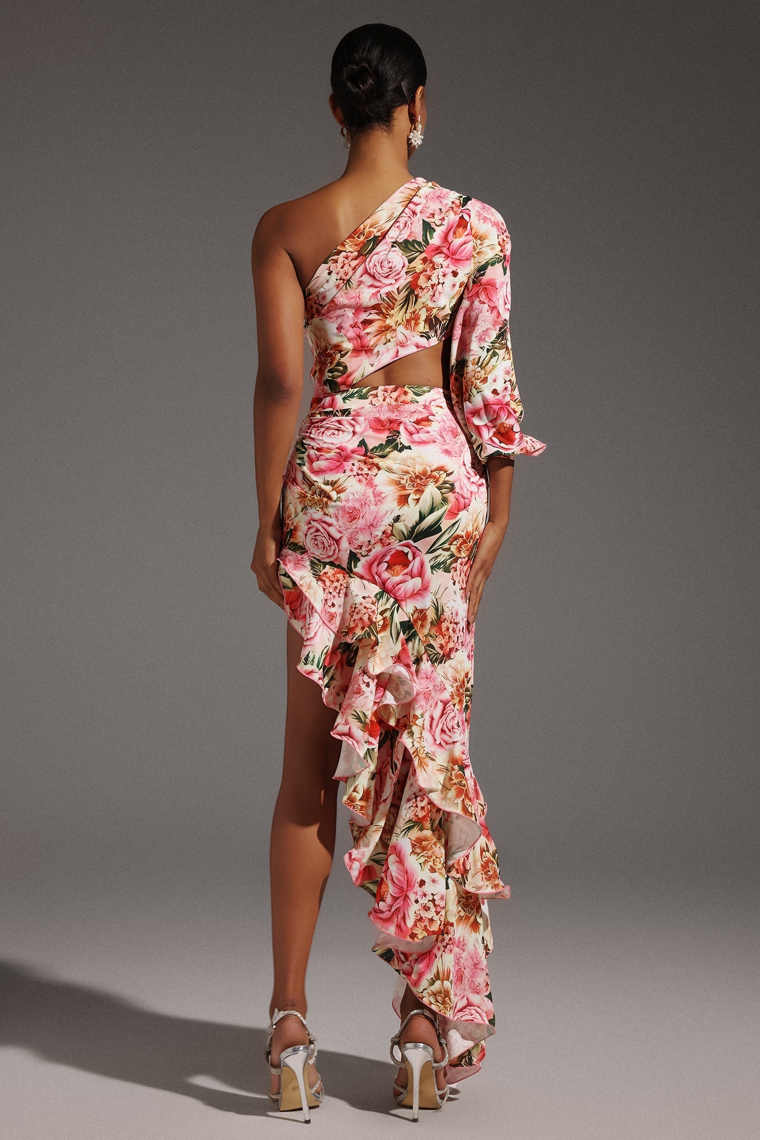 One Shoulder Hollow Out Slit Maxi Dress
