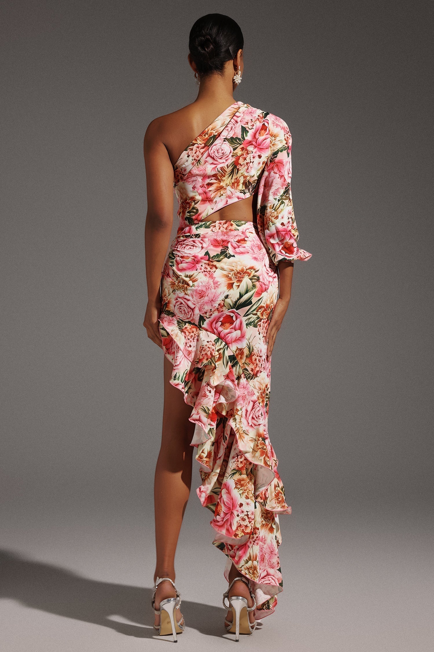 One Shoulder Hollow Out Slit Maxi Dress