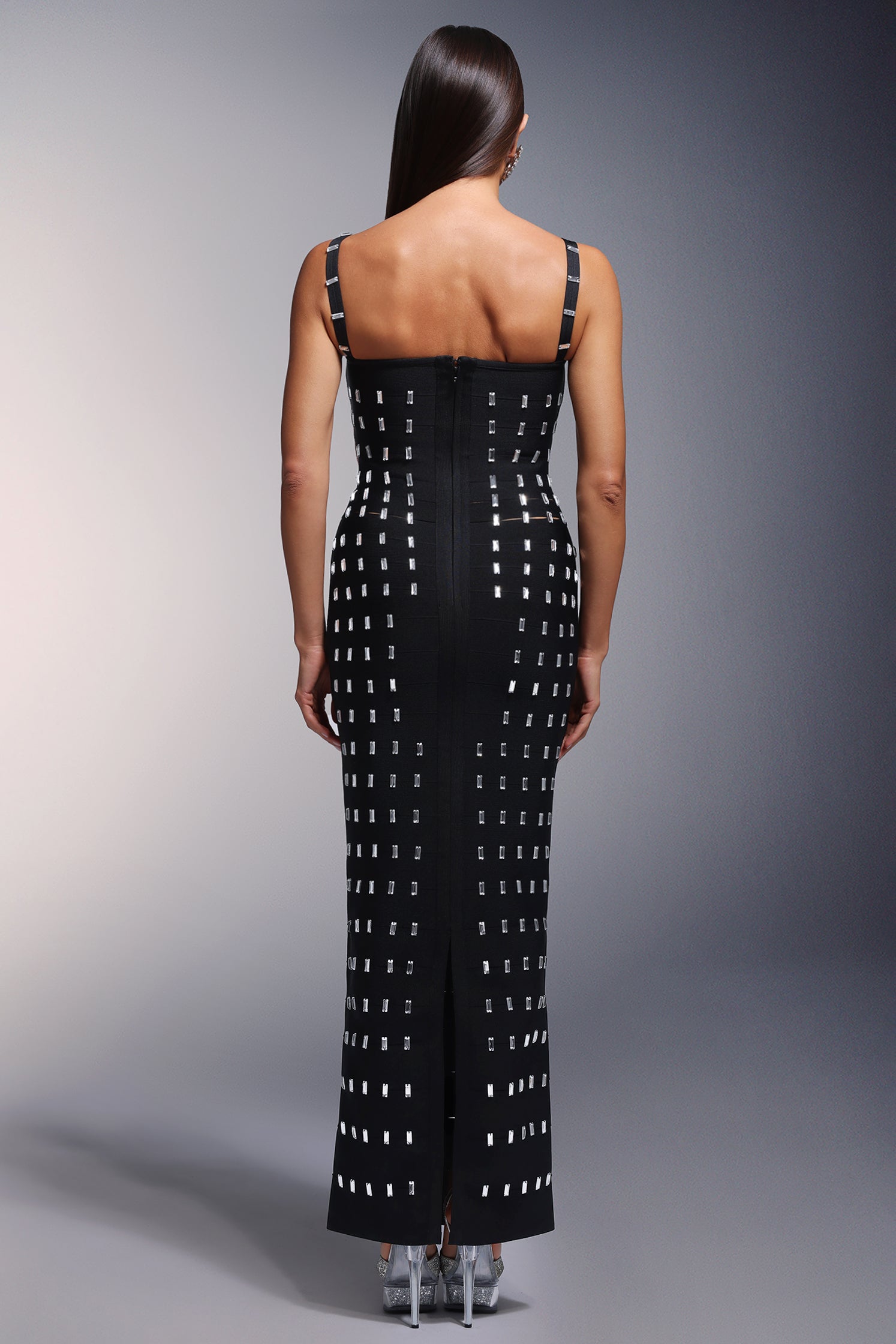 Hollow Diamond Bandage Maxi Dress