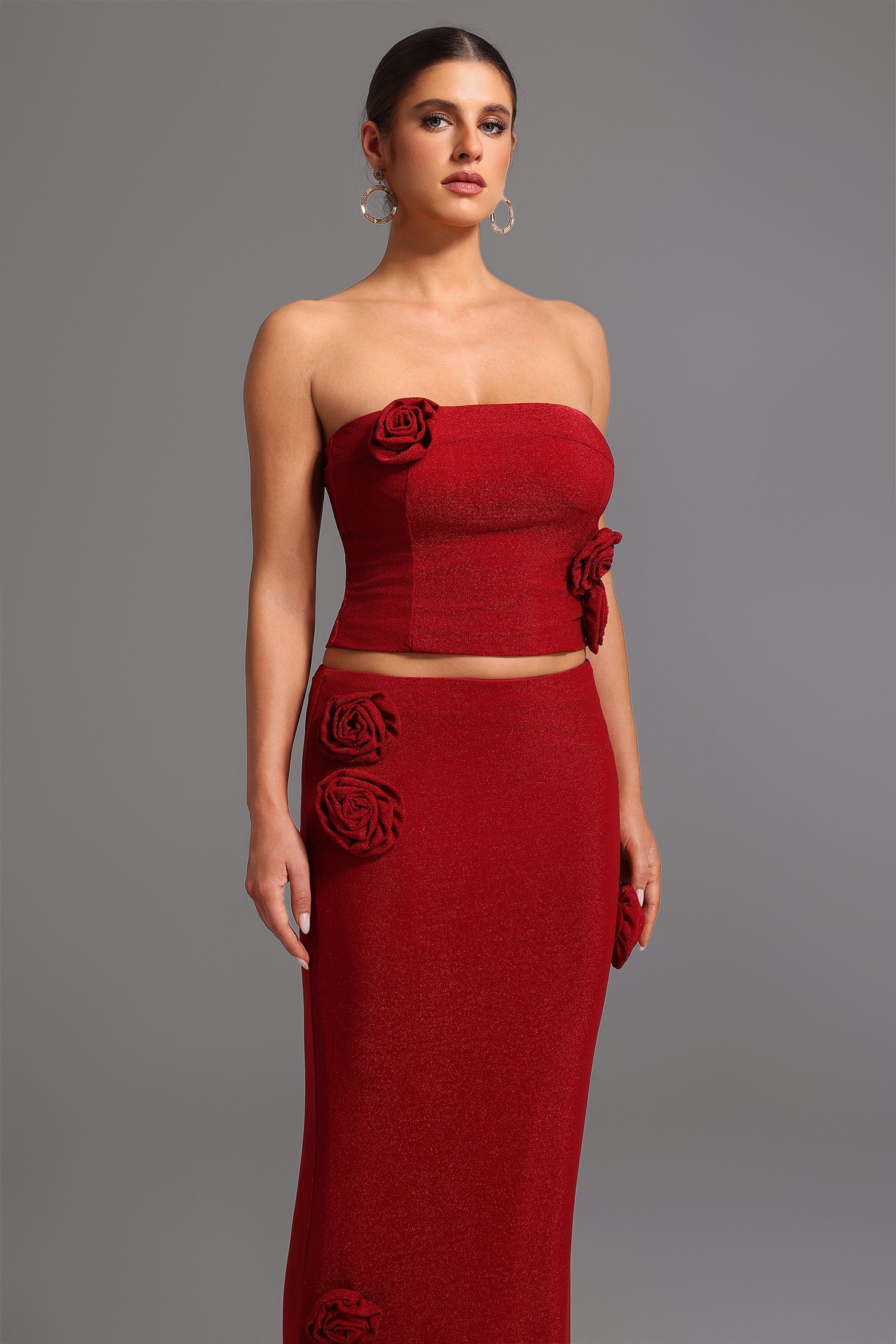 Strapless Flowers Maxi Set