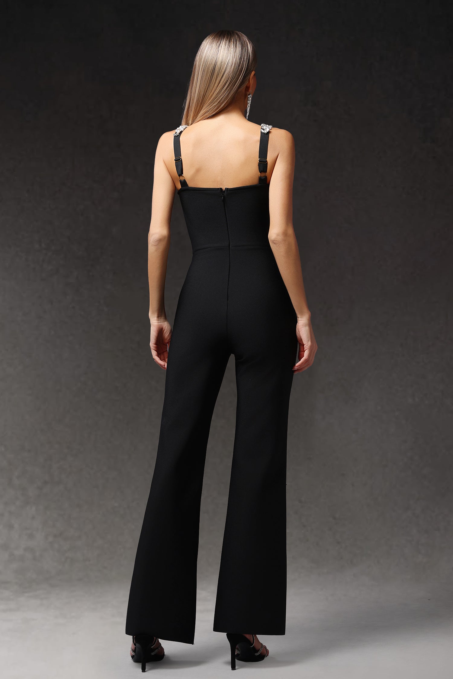 Sleeveless Diamond Bandage Maxi Jumpsuit