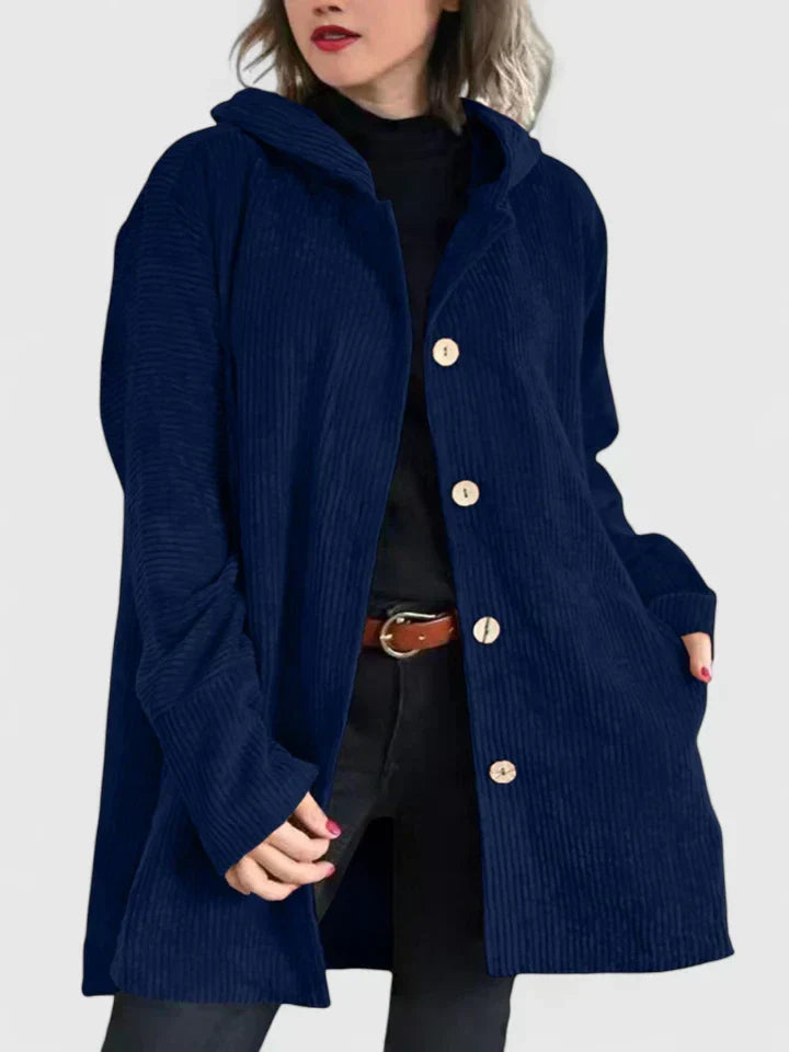 Hooded Corduroy Button Front Pocket Jacket 9