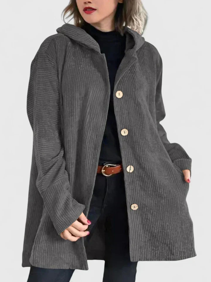 Hooded Corduroy Button Front Pocket Jacket 10