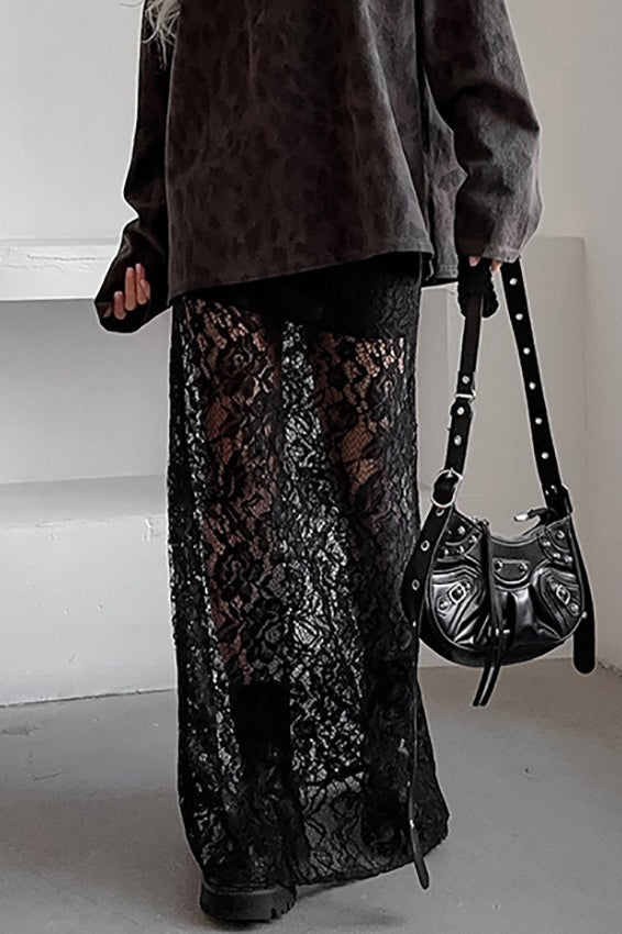 Lace Cutout A-Line Skirt