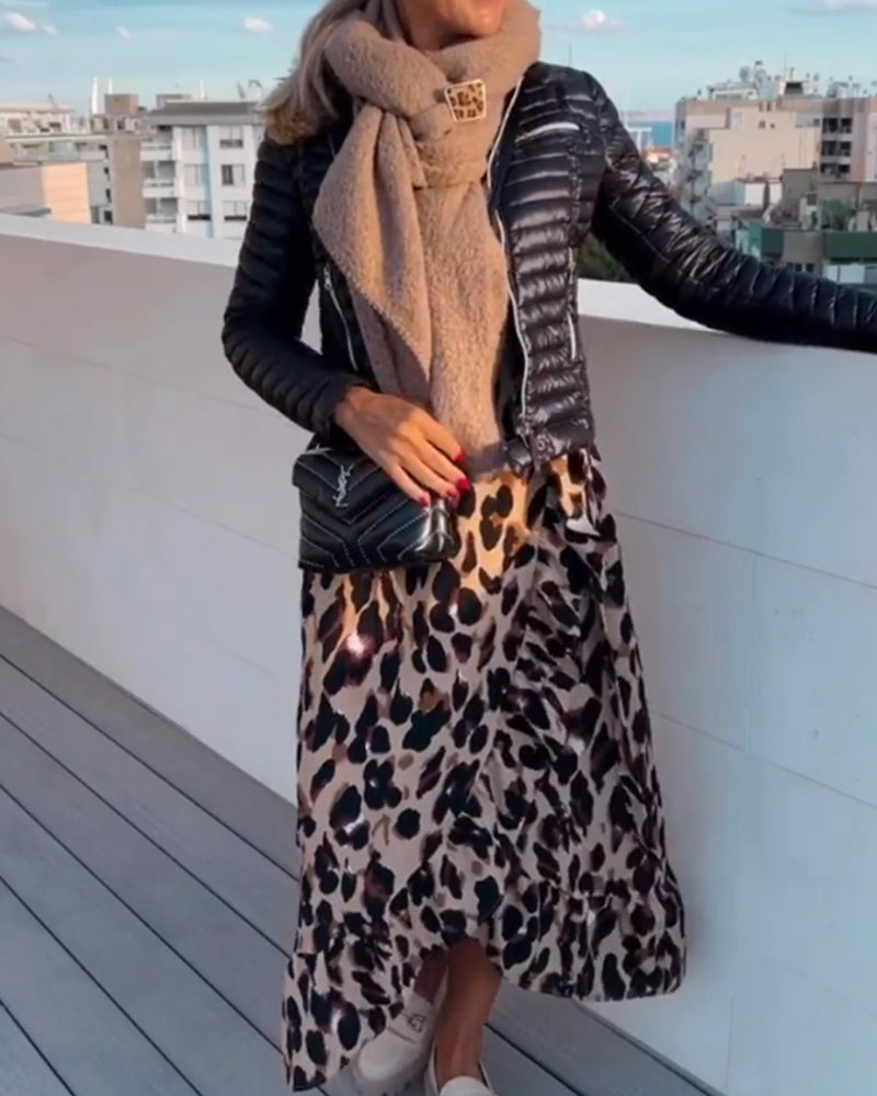 Nora Boutique V Neck Leopard Print Dress Statement Occasion Edit