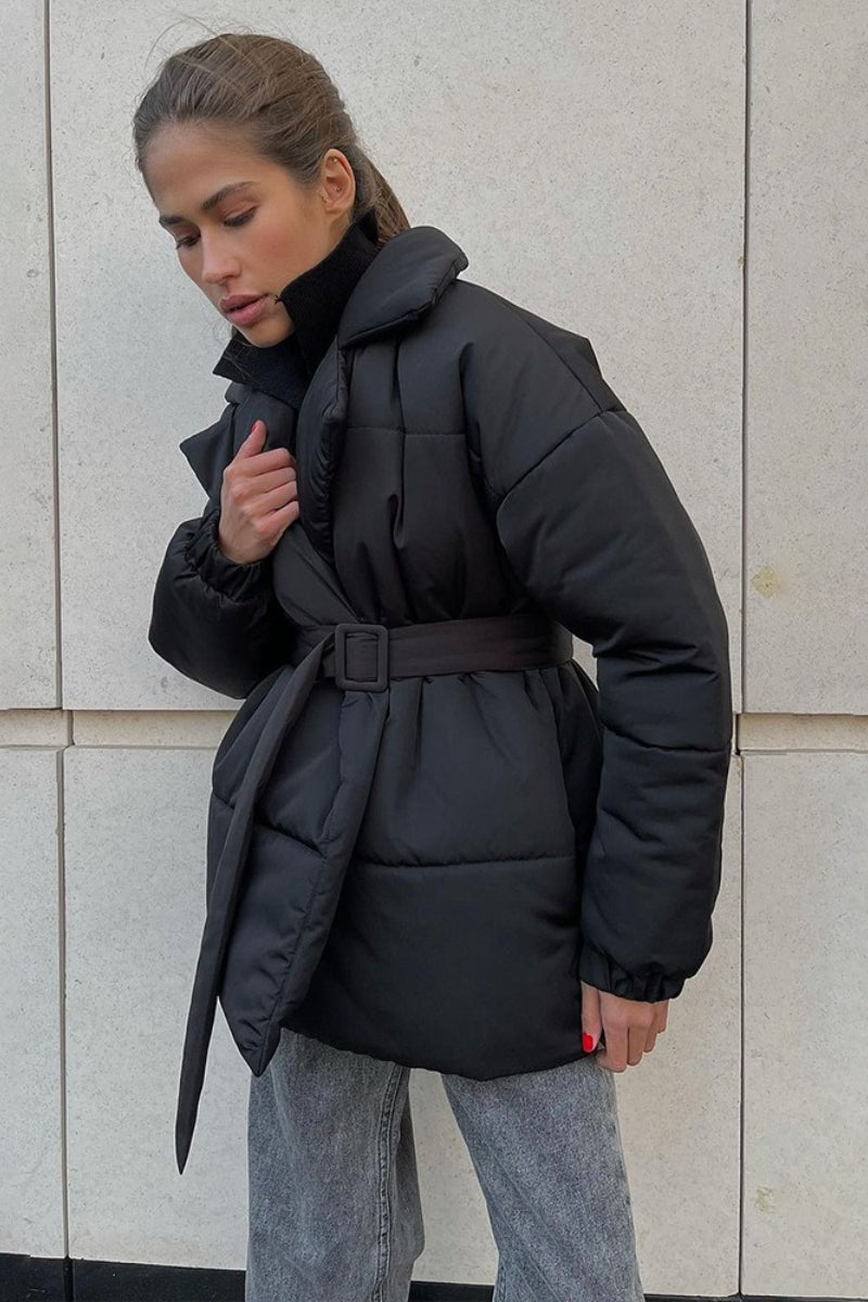 Solid Color Slim Fit Cotton Coat