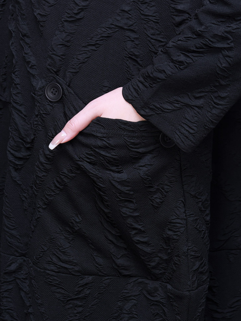 V-Neck Textured Long Sleeve Pocket Loose Midi Dress 6